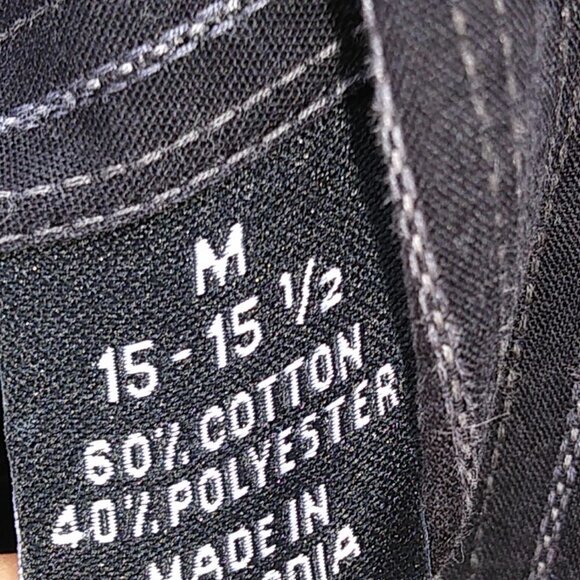 Van Heusen Black Pinstripe Short Sleeve Men's Button Down Shirt - M - 15/15.5 - Picture 6 of 12